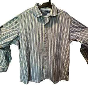 Polo By Ralph Lauren Shirt Mens Blue Striped Westerton Long Sleeve Button Up XL